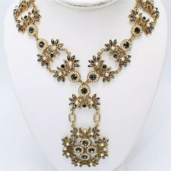 Amazing New Gold Rhinestone Statement Necklace by Punch NWT 22" - Picture 4 of 4